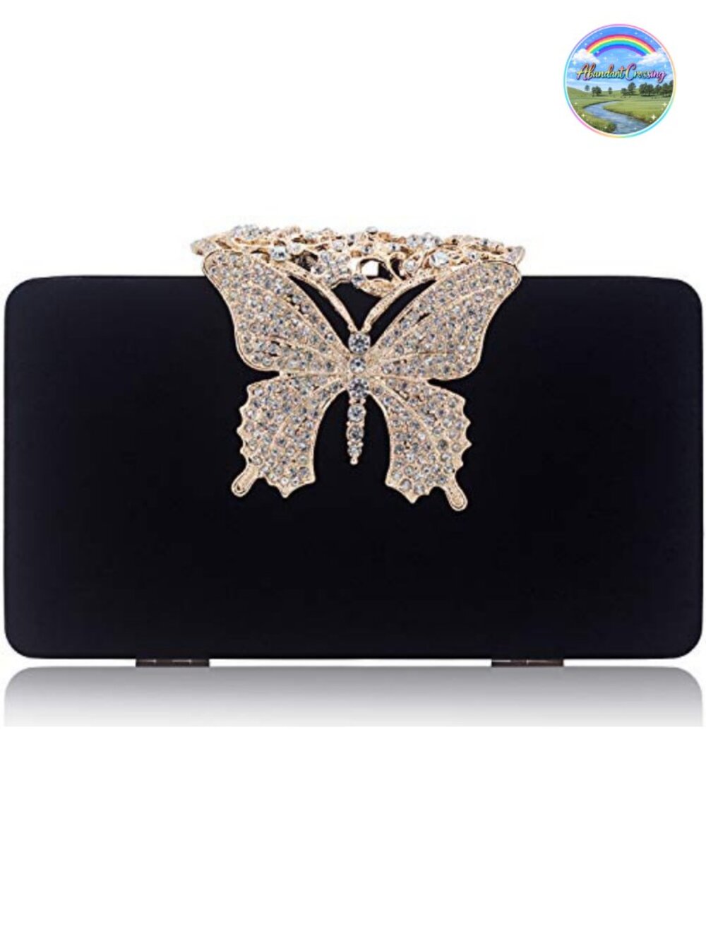 Velvet Evening Clutch Crystal Butterfly Clasp Party Purse